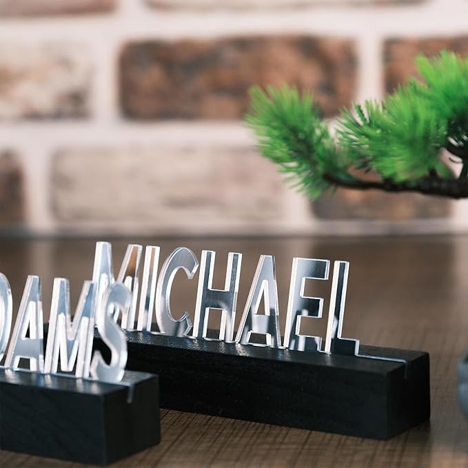Personalized Silver Desk Name Plate – Custom Engraved Name Sign - Image 6