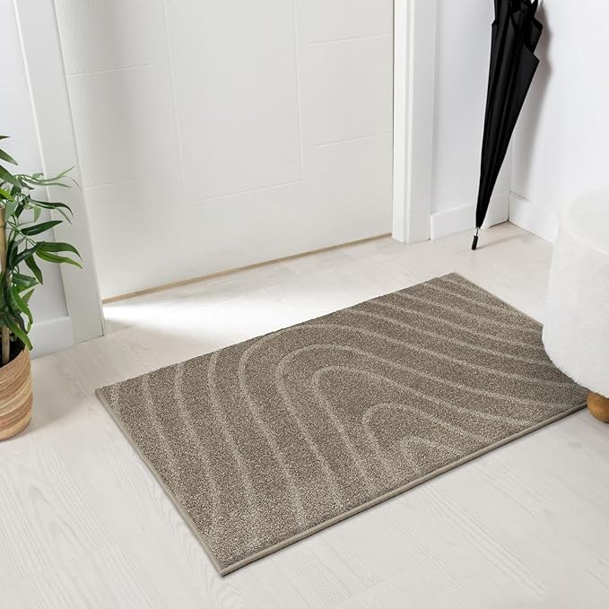 LUXE WEAVERS Modern Geometric Wave Taupe 2x3 Area Rug by LuxeWeavers