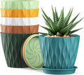 4 Inch Small Pots for Plants, 6 Pack Waffle Texture Small Plant Pots for by UOUZ