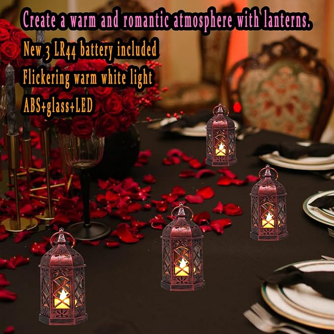 12PCS Mini Lantern with Flicker LED Candle - Image 3