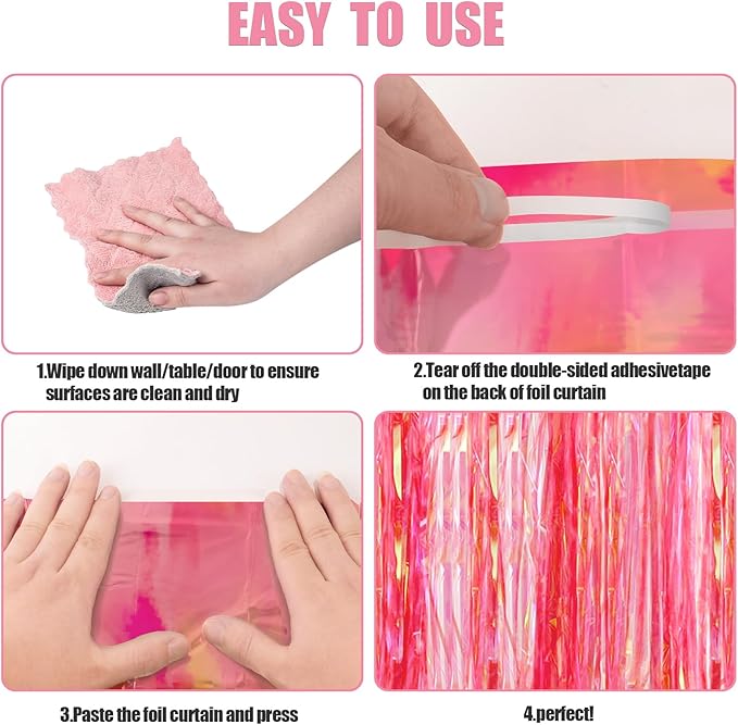 CANREVEL 2 Pack 3.2x6.5 Feet Iridescent Foil Fringe Backdrop Curtains - Image 3