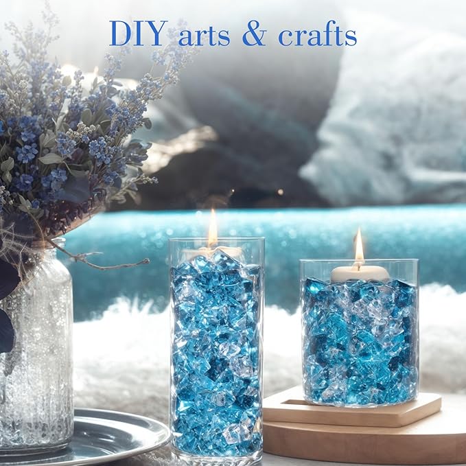 DomeStar 1050PCS Mixed Blue Fake Ice, Fake Diamonds, Vase Fillers Clear Rocks - Image 3