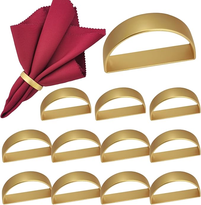 12PCS Gold Napkin Rings, Metal Napkin Rings, Fall Thanksgiving Christmas Table by Unknown