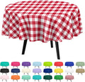 QIKSION Red Gingham Round Tablecloth 6 Pack, 84 Inch Plastic Checkered Table by QIKSION