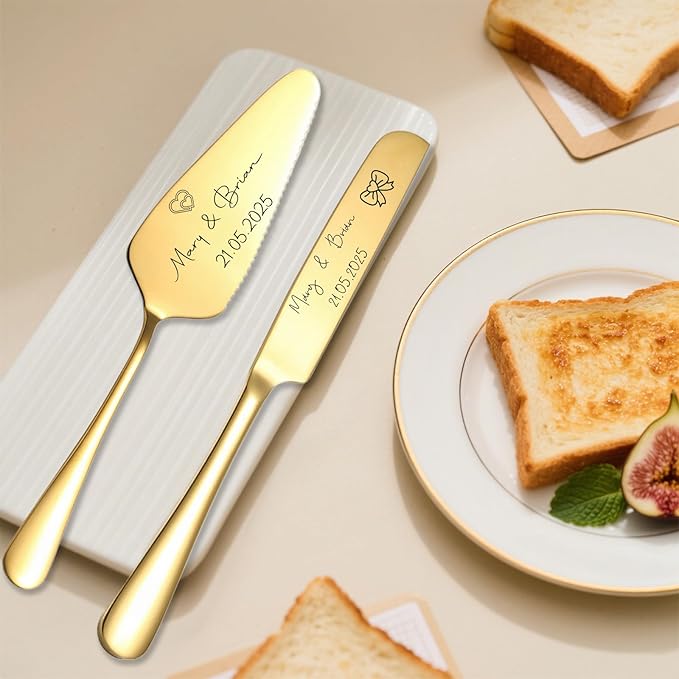 Custom Wedding Cake Knife and Server Set Personalized Cake Cutter - Image 8