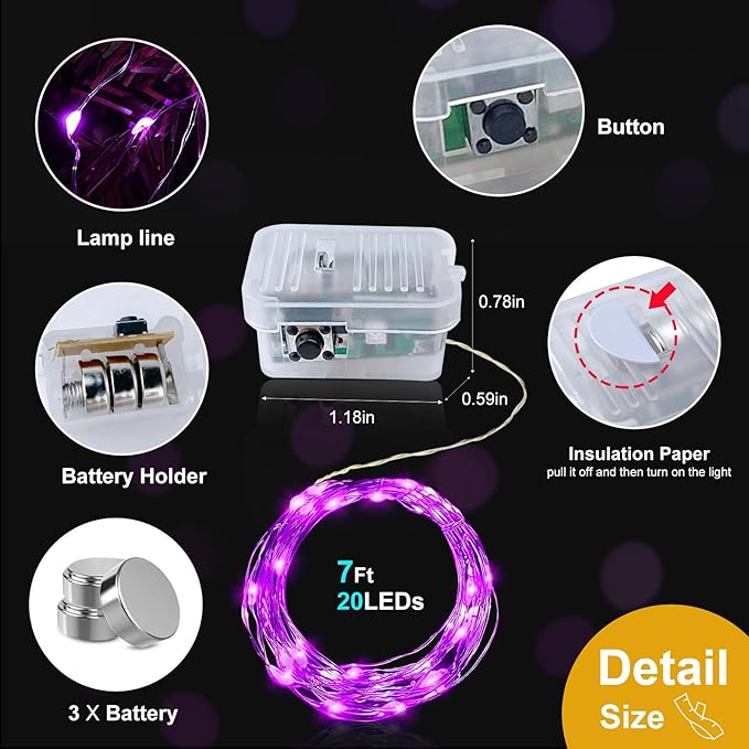 pozzolanas 24 Pack Pink Battery Operated String Lights - 7ft Waterproof Fairy - Image 5