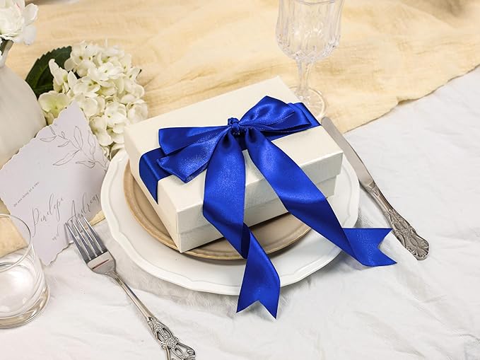 Royal Blue Satin Ribbon 1-1/2 inch X Continuous 50 Yards, Single Face Polyester - Image 5