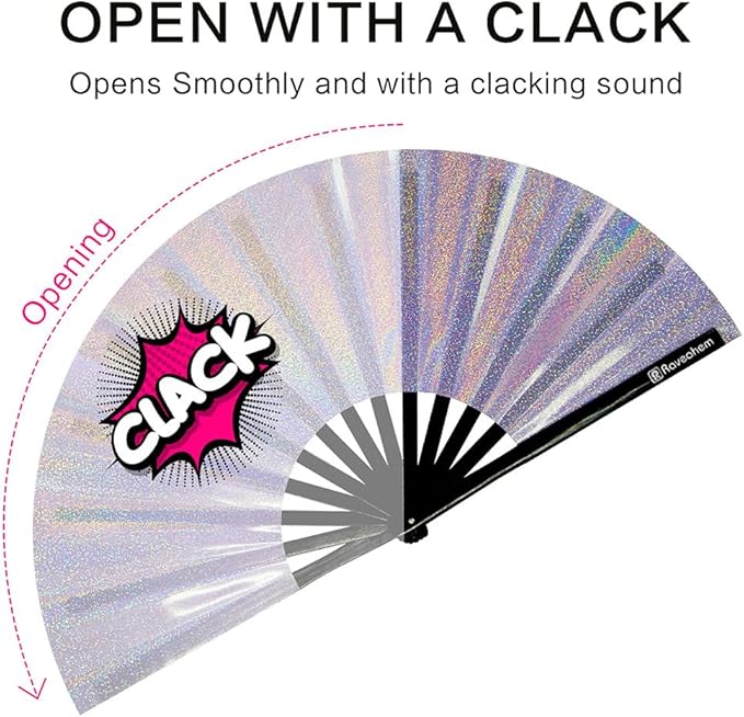 Large Rave Fan, Clack Folding Hand Fan - Image 5