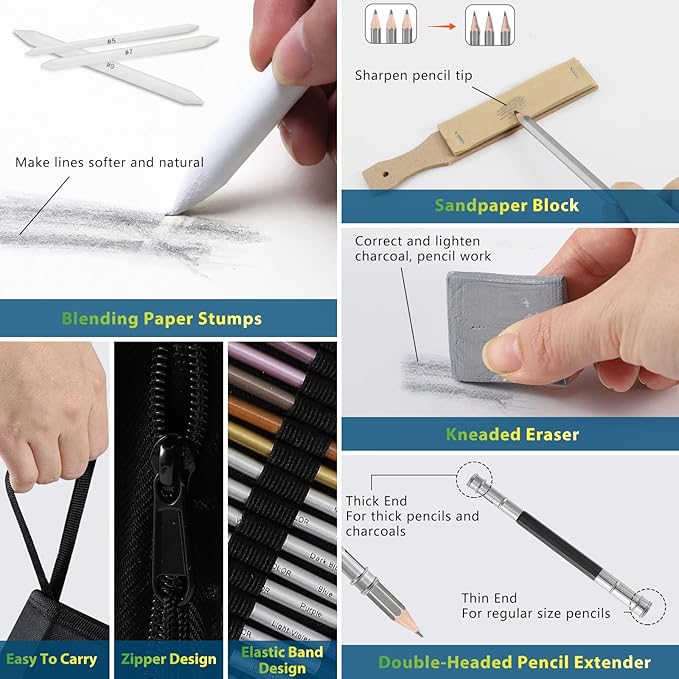 Vnzil 72 Pack Drawing Set Sketching Kit, Art Supplies - Image 6