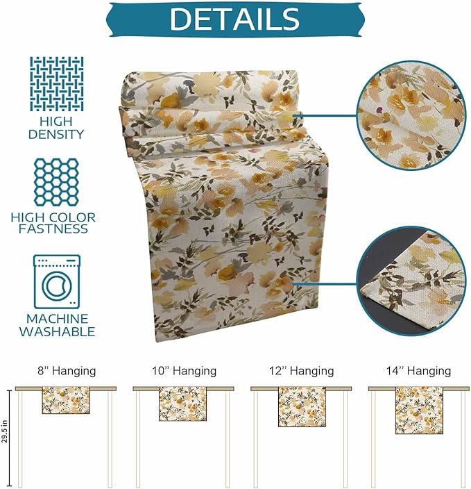Vintage Orange Flower Cotton Linen Table Runner - Image 7