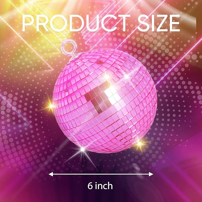 Pink Mirror Disco Ball 6 inch Small Reflects Light Mirror Ball - Image 2