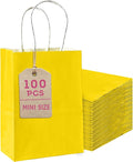 Bakepacker 100 Pcs Bright Yellow Mini Paper Gift Bags by Bakepacker