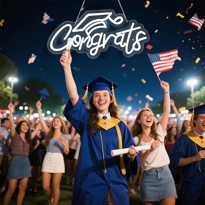 Congrats Grad Neon Sign for Backdrop wall decor，Dimmable USB Powered Light Up - Image 7
