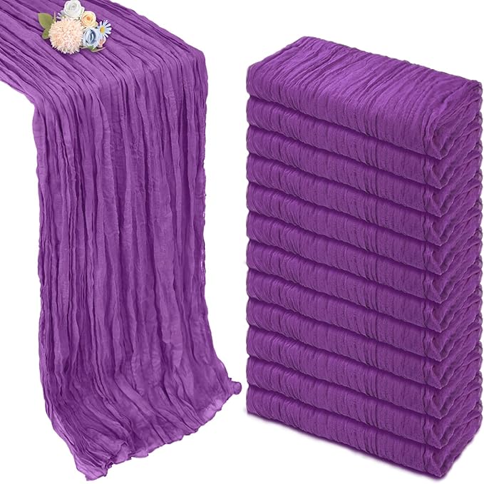 12 Pack Purple Cheesecloth Table Runner 10ft Boho Gauze Fabric Cheese Cloth by Pepmily