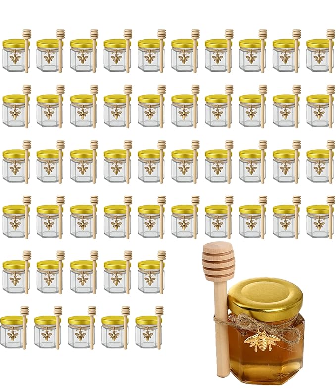 50 Pack 1.5 oz Hexagonal Honey Jars by Unknown