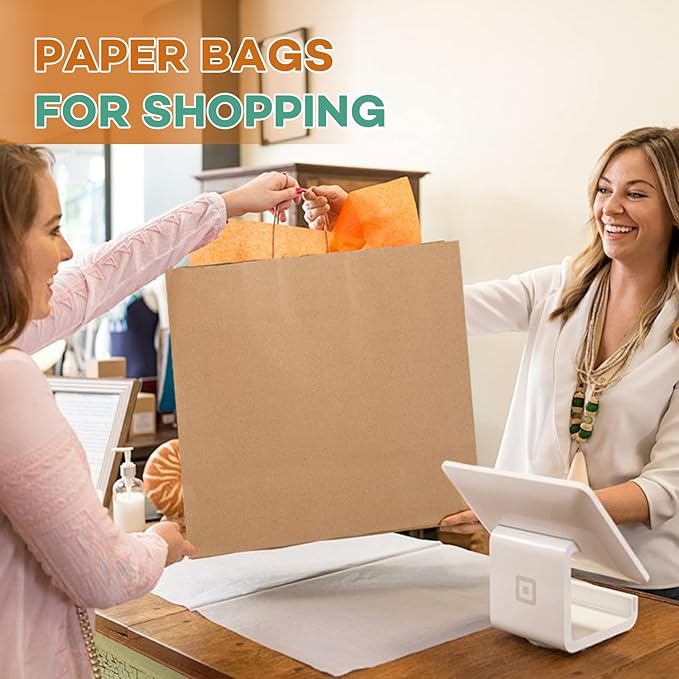 BURVAGY 16x6x12 Inch 100 Pcs Large Kraft Paper Bags - Image 6