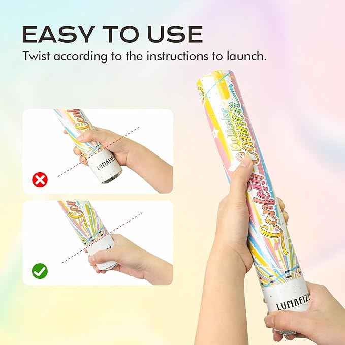 12 InchConfetti Biodegradable [6 Pack Confetti Cannons | Multicolor Confetti - Image 6