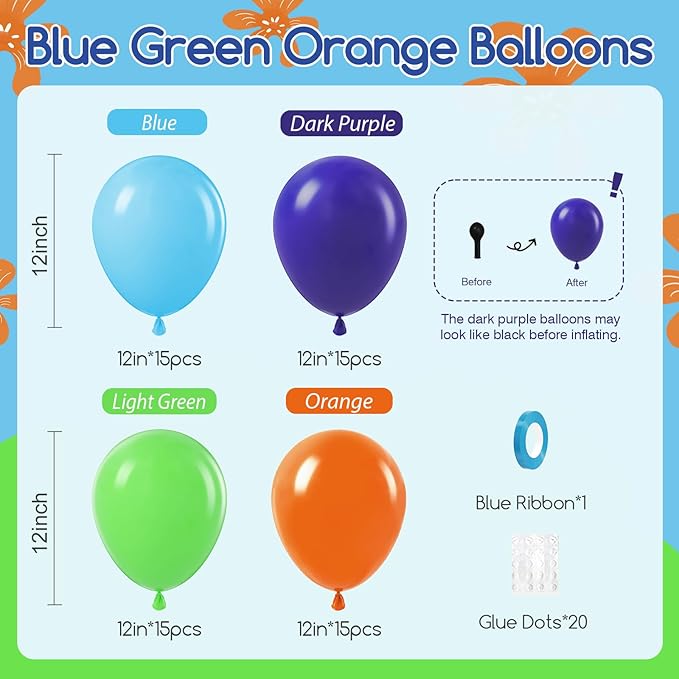 60pcs Blue and Orange Balloons 12inch - Image 2