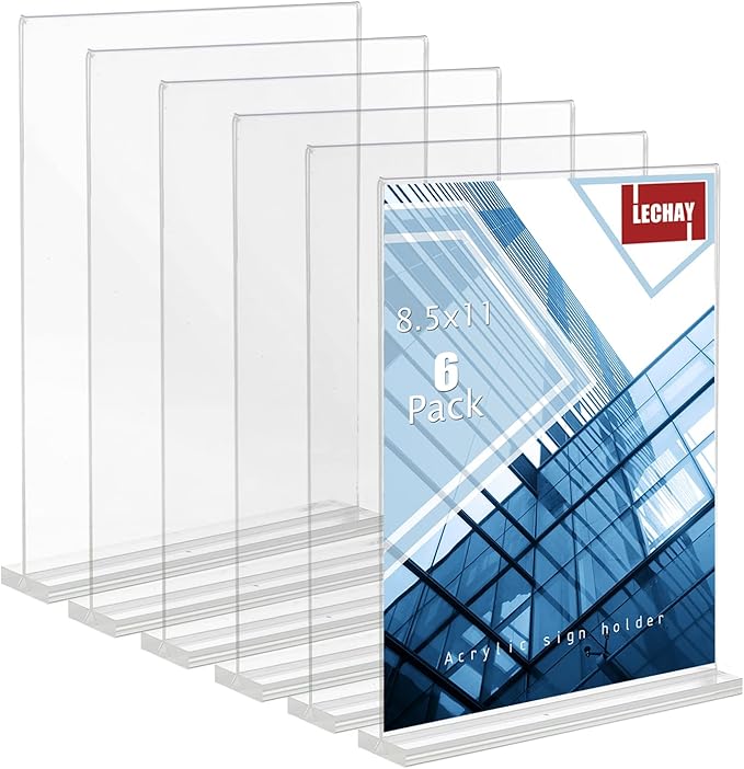 Acrylic Sign Holder, 8.5 x 11 inches Clear Table Menu Display Stand Desktop by Lechay