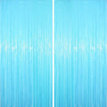 2 Pack Pastel Blue Tinsel Foil Fringe Curtains, Metallic Tinsel Party Streamers by Voircoloria