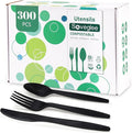 Black Compostable Silverware, Plastic 120 Forks 120 Spoons 60 Knives, Non by SOVEGLEE
