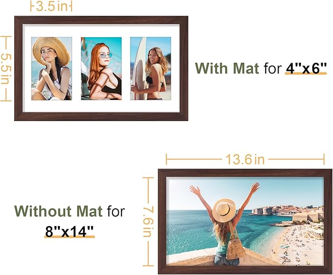 Vittanly 8x14 Picture Frames Collage, Displays 3Pcs 4x6 Pictures - Image 6
