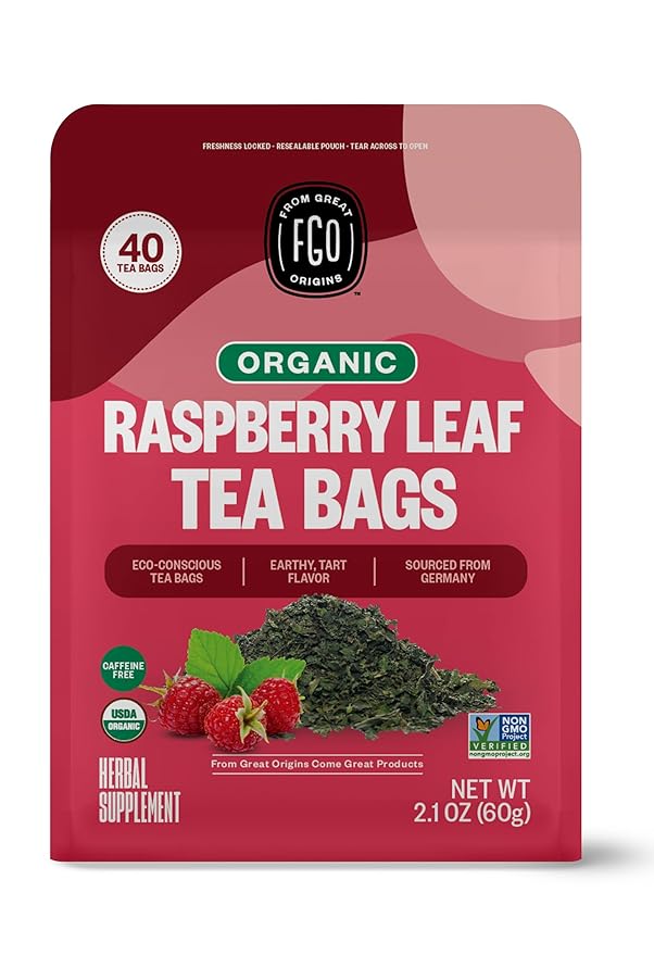 FGO Organic Red Raspberry Leaf Herbal Tea, Eco-Conscious Tea Bags, Caffeine Free by FGO