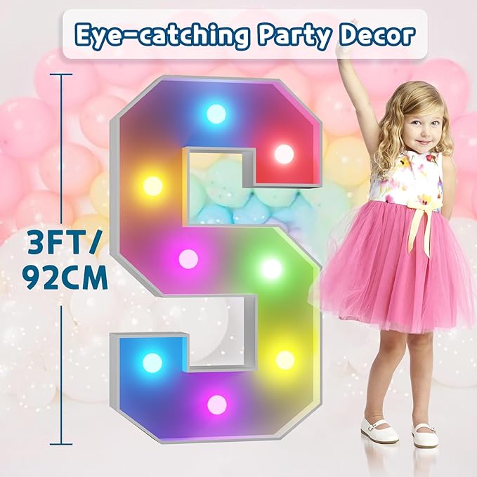 imprsv 3FT Colorful Marquee Light Up Letters S, 18 Colors Large Light up - Image 6