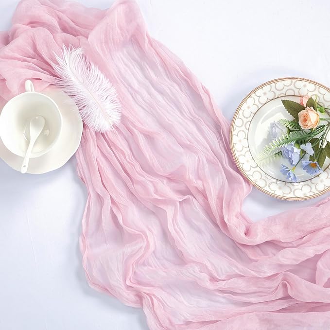 12 Pack Pink Cheesecloth Table Runner 10ft Boho Gauze Fabric Cheese Cloth Table - Image 6