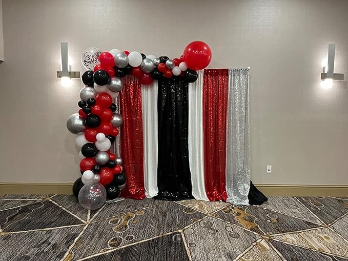 Red Sequin Backdrop Curtains 1 Panel 8FTx8FT Glitter Red Photo Backdrop Drapes - Image 3