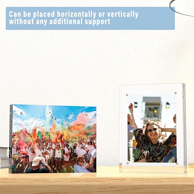 HELPLEX 5 Pack 6x8 Acrylic Picture Frames, 20mm Thicker Frameless Clear Double - Image 5