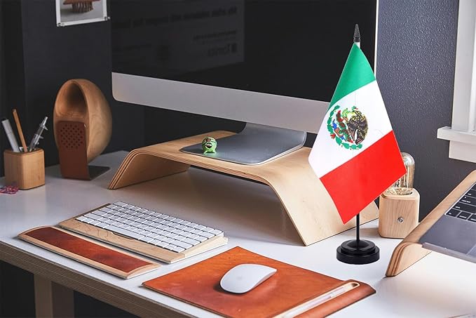 WXTWK 2 Pack Mexico Flag Mexico Deluxe Desk Flag Set - Image 5