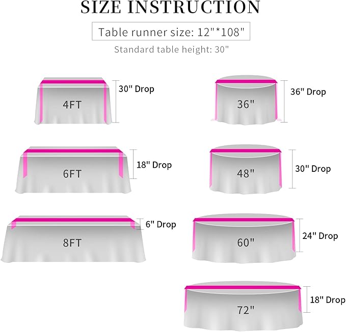 5-Pack Satin Table Runner Pink 12 x 108 inches Long, Table Runners - Image 5