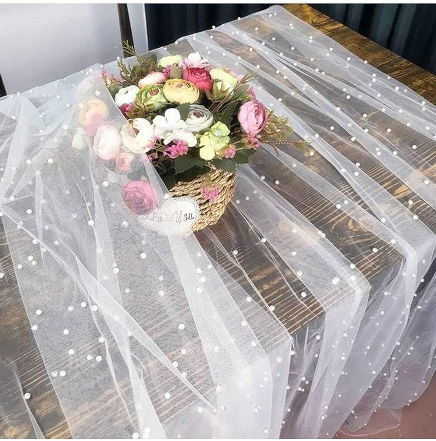 EHLDekol Pearl Table Cloth Elegant Polyester Table Runner - Image 2
