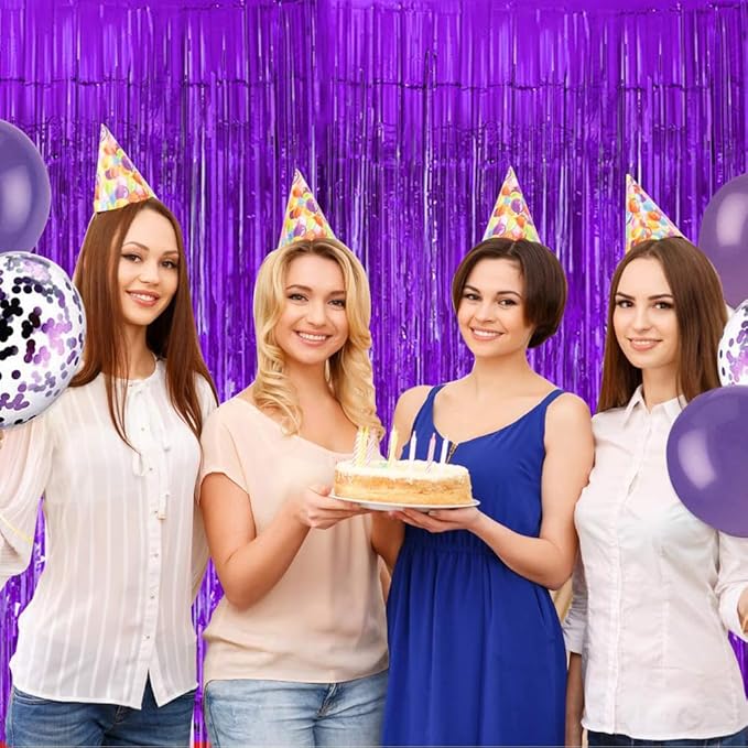 BEISHIDA 4 Pcs Purple Door Streamers Tinsel Curtain Party Streamers Backdrop - Image 3
