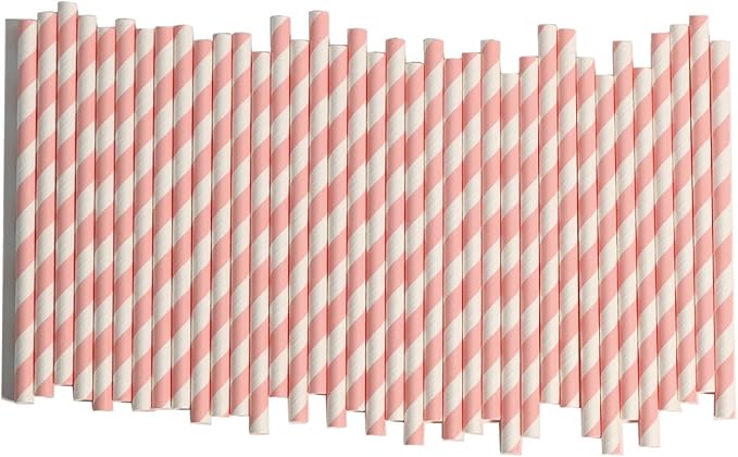 Paper Straws Disposable Pink White by GLUJASBIO
