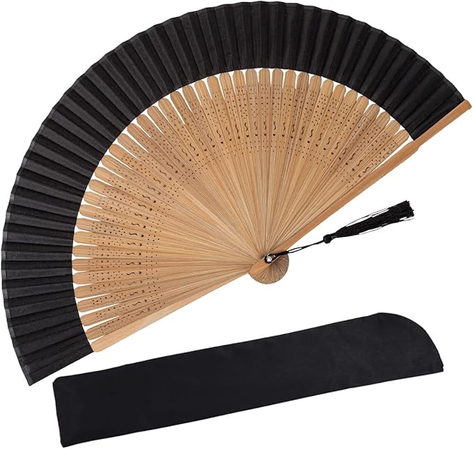 Amajiji Small Folding Hand Fan for Women, Chinese Japanese Vintage Style Bamboo by Amajiji