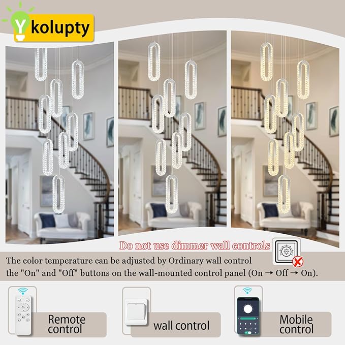 8 Rings Crystal Chandelier, H 118" Modern Silver Pendant Light Luxury Foyer - Image 4