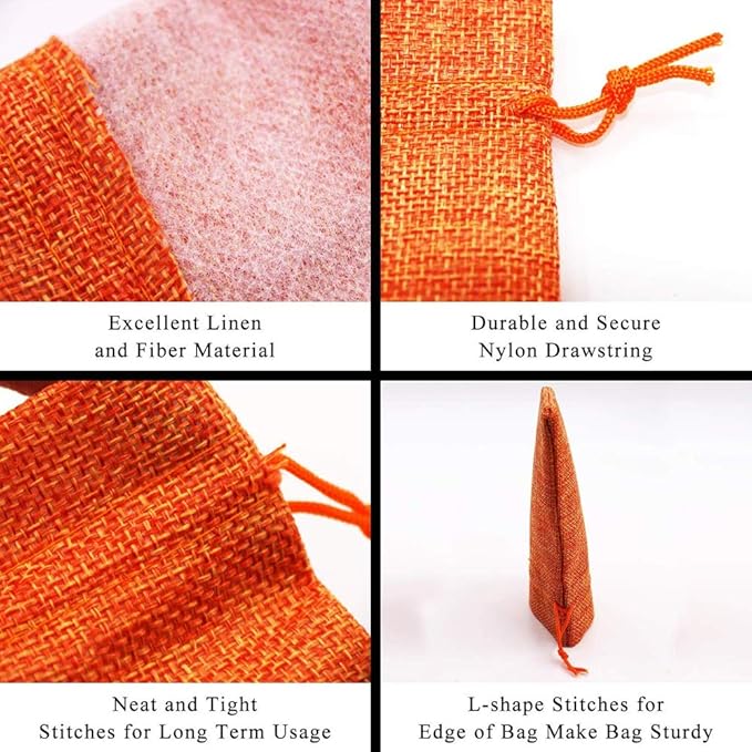 20Pcs Orange Burlap Gift Bags - Image 8
