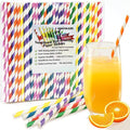 100 Pack Striped Paper Straws for Drinking– Sturdy & Non-Soggy – 100% by SemiShare