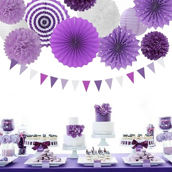 Lavender-Purple White Graduation Party Decorations - Image 7