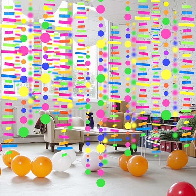 703feet UV Paper Neon Garland Neon Streamers Glow in The Dark Glow Party - Image 4