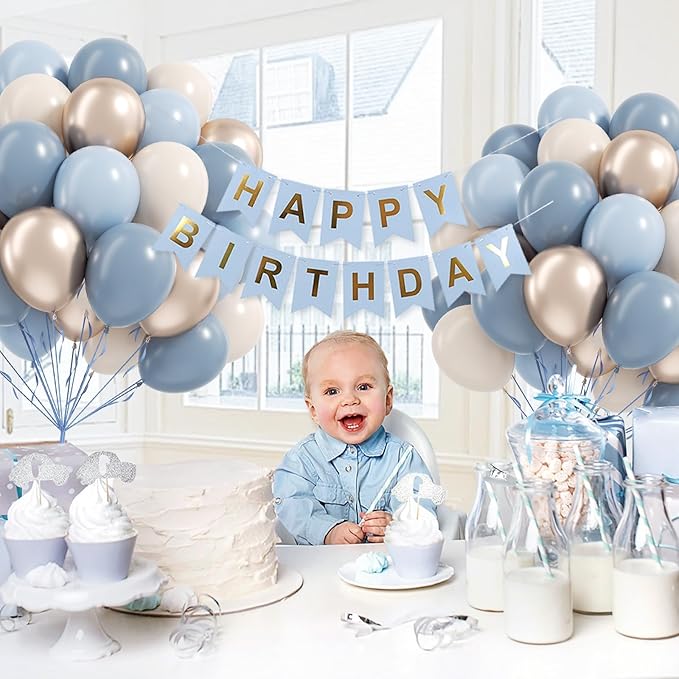 60pcs Dusty Blue Balloons 12inch - Image 6
