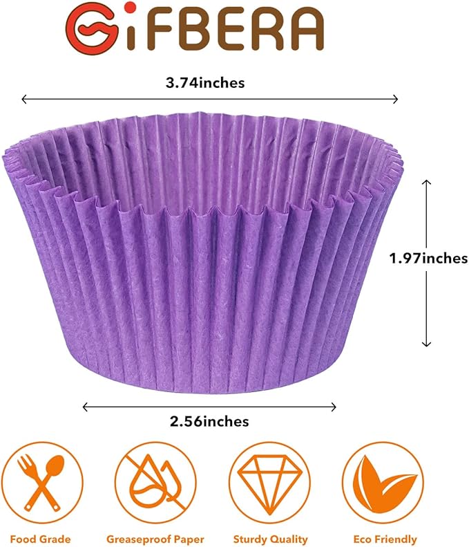 Gifbera Bright Rainbow Jumbo Cupcake Liners 400-Count, Large Solid Colorful - Image 4
