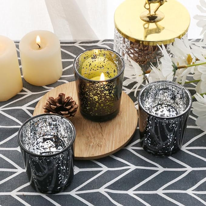 Black Mercury Glass Tea Light Holders Set of 36 - Image 3