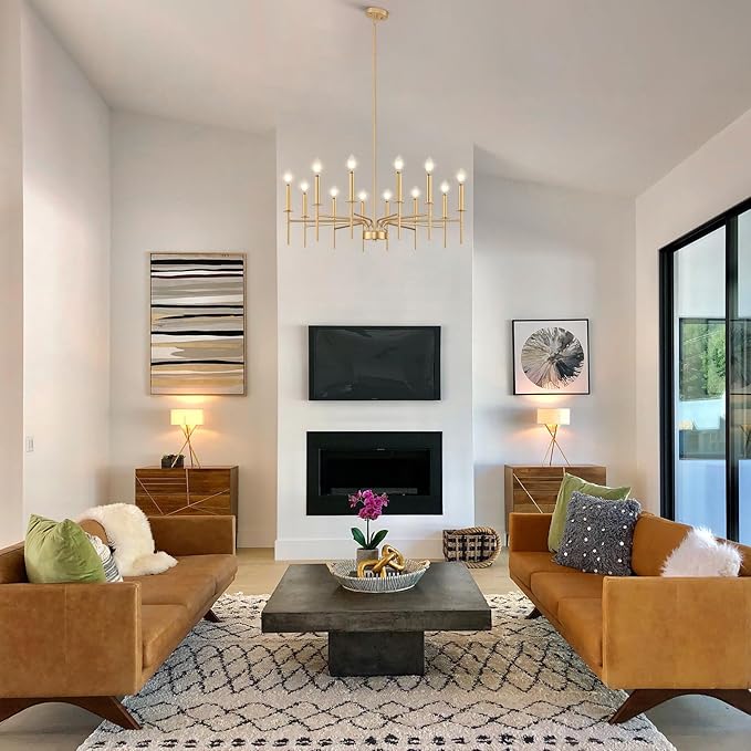 12 Light Gold Chandelier Light Fixture, Modern Farmhouse Chandeliers - Image 3