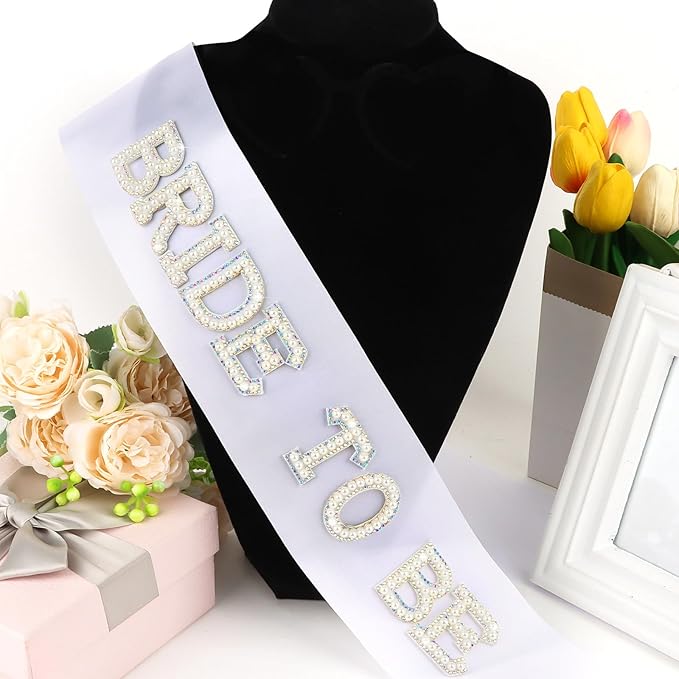 White Bride to Be Sash Bachelorette Party Decorations Bridal Shower Engagement - Image 7