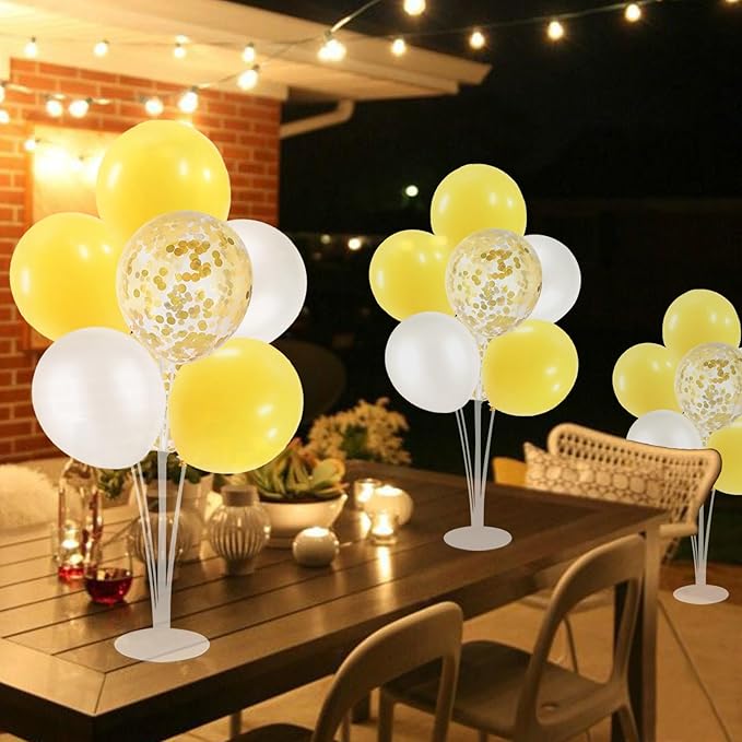 Yellow and White Balloon Stand Centerpiece Table Decorations - Image 5