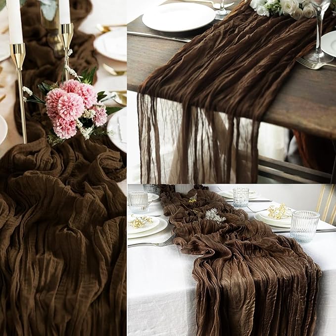 6FT 20 Pack Brown Cheesecloth Table Runner 20 x 120 Inch Long Boho Fabric - Image 6