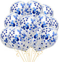 Blue Confetti Balloons 40 pack, 12 inch Transparent Party Balloons by LZVPL